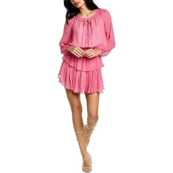 Loveshakfancy pink popover ruffle polka dot mini dress - Picture 3 of 13